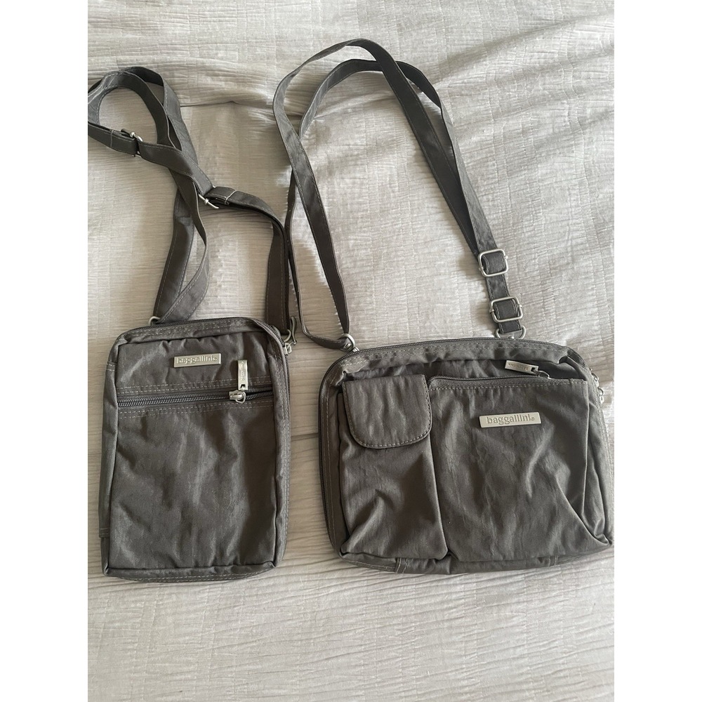 Two Matching Baggallini Dark Taupe Adjustable Convertible Bags Crossbody